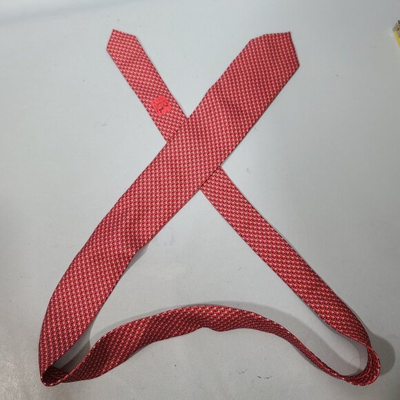 HERMÈS Paris 100% Silk Necktie Red Geometric Pattern - Picture 4 of 6